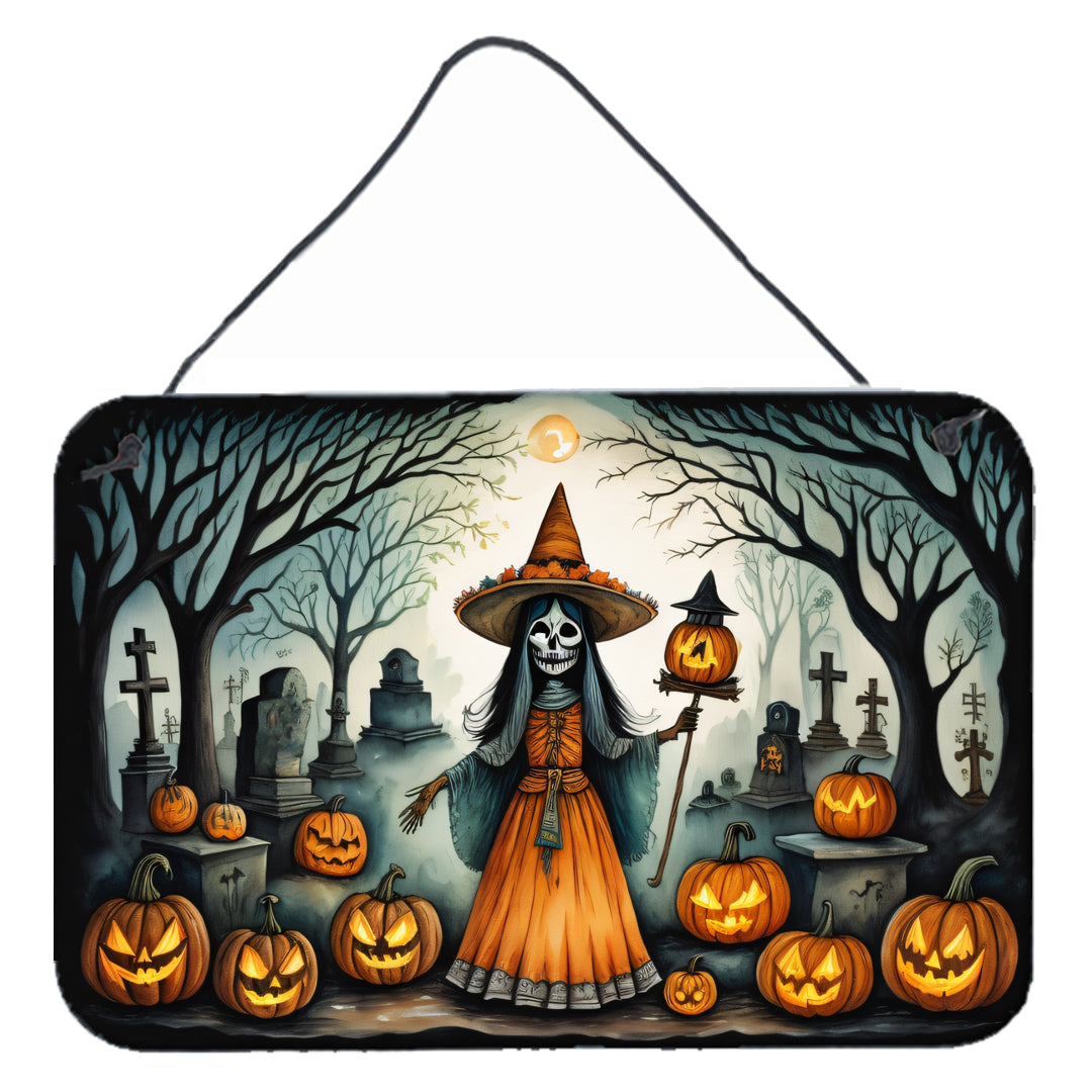 La Llorona Skeleton Spooky Halloween Wall or Door Hanging Prints Aluminum Metal Sign Kitchen Wall Bar Bathroom Plaque Home Decor, 8HX12W, Multicolor