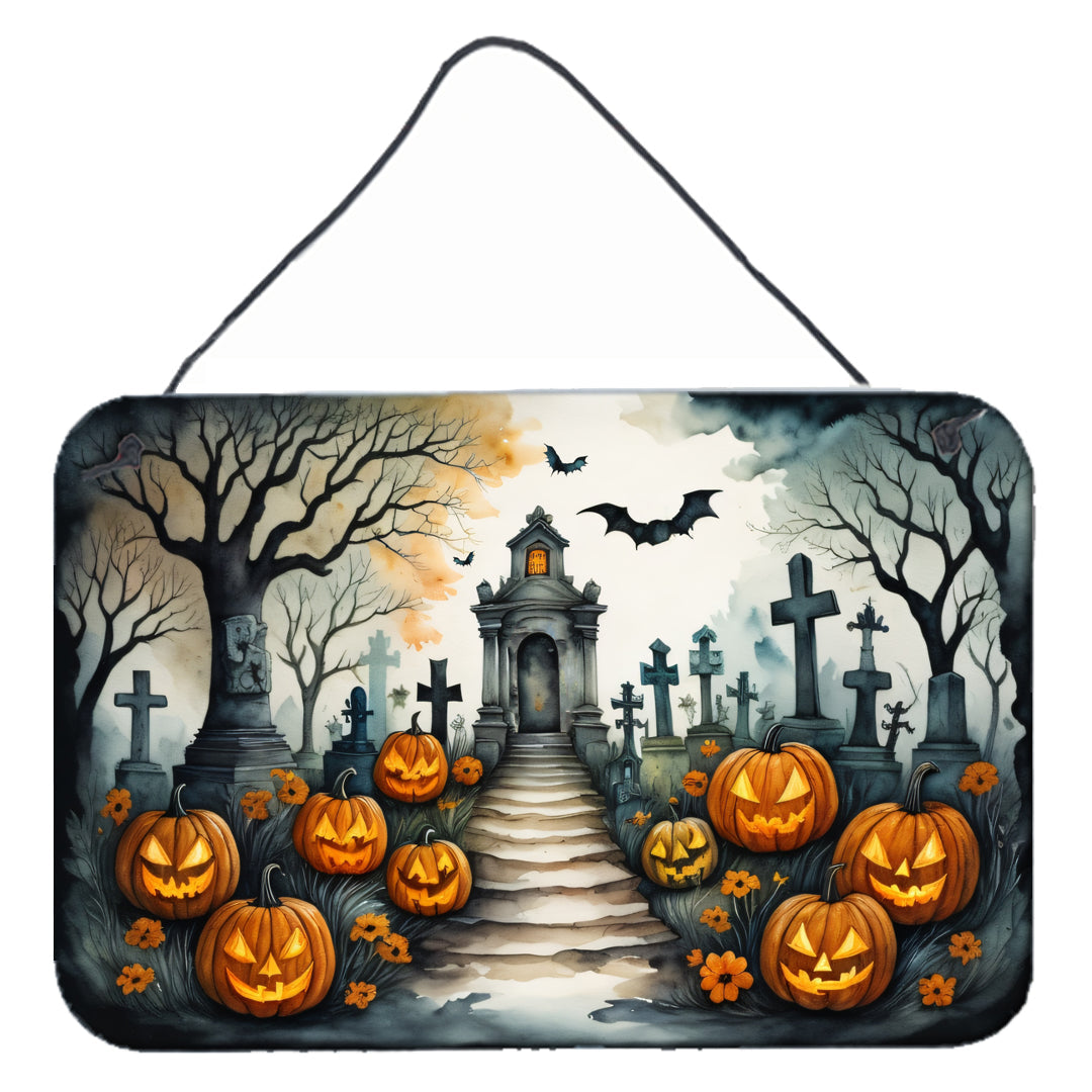 Marigold Spooky Halloween Wall or Door Hanging Prints Aluminum Metal Sign Kitchen Wall Bar Bathroom Plaque Home Decor, 8HX12W, Multicolor