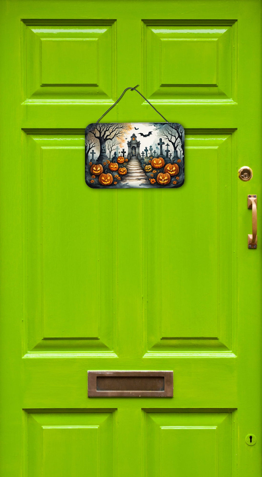 Marigold Spooky Halloween Wall or Door Hanging Prints Aluminum Metal Sign Kitchen Wall Bar Bathroom Plaque Home Decor, 8HX12W, Multicolor