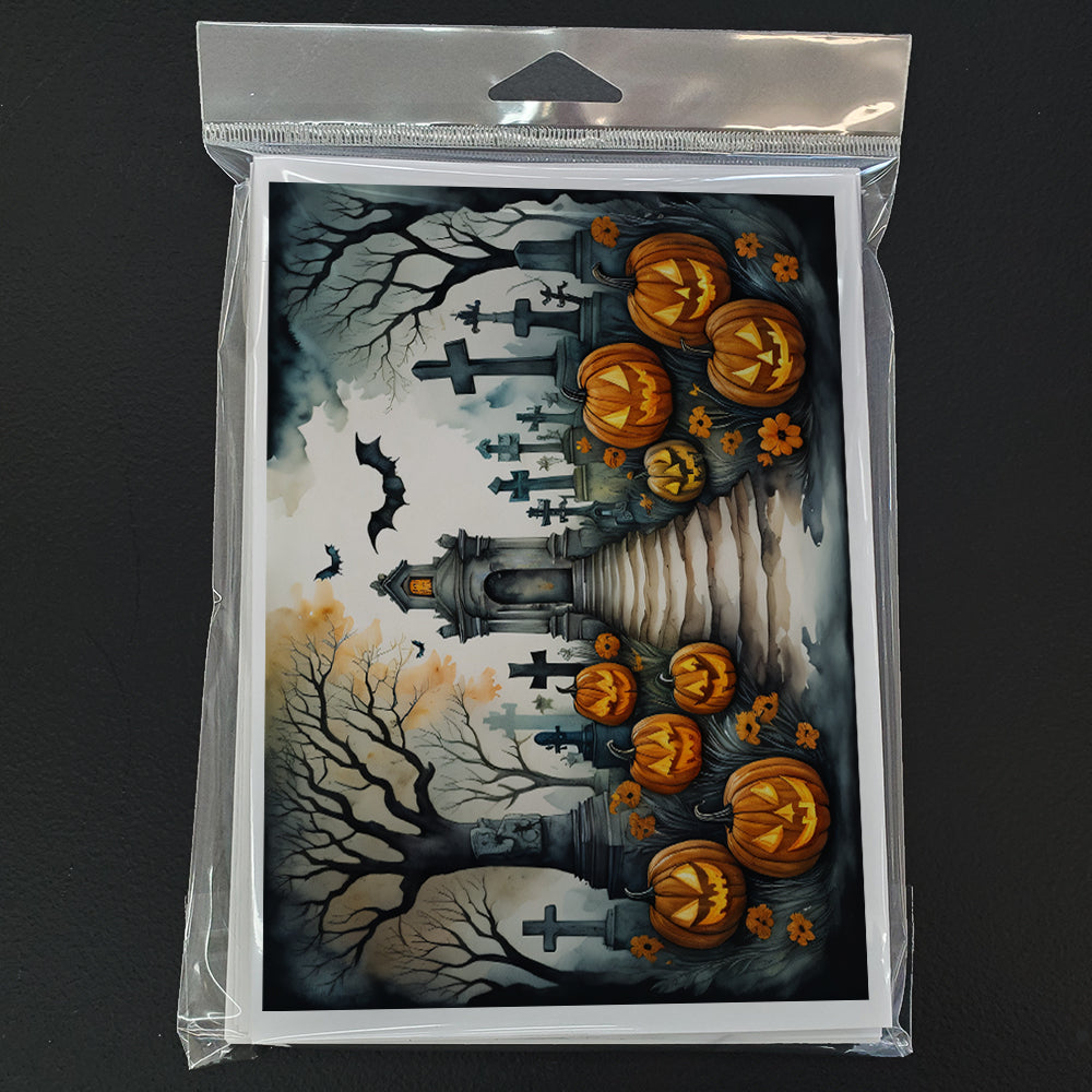 Marigold Spooky Halloween Greeting Cards Pack of 8 Blank Cards with Envelopes Whimsical A7 Size 5x7