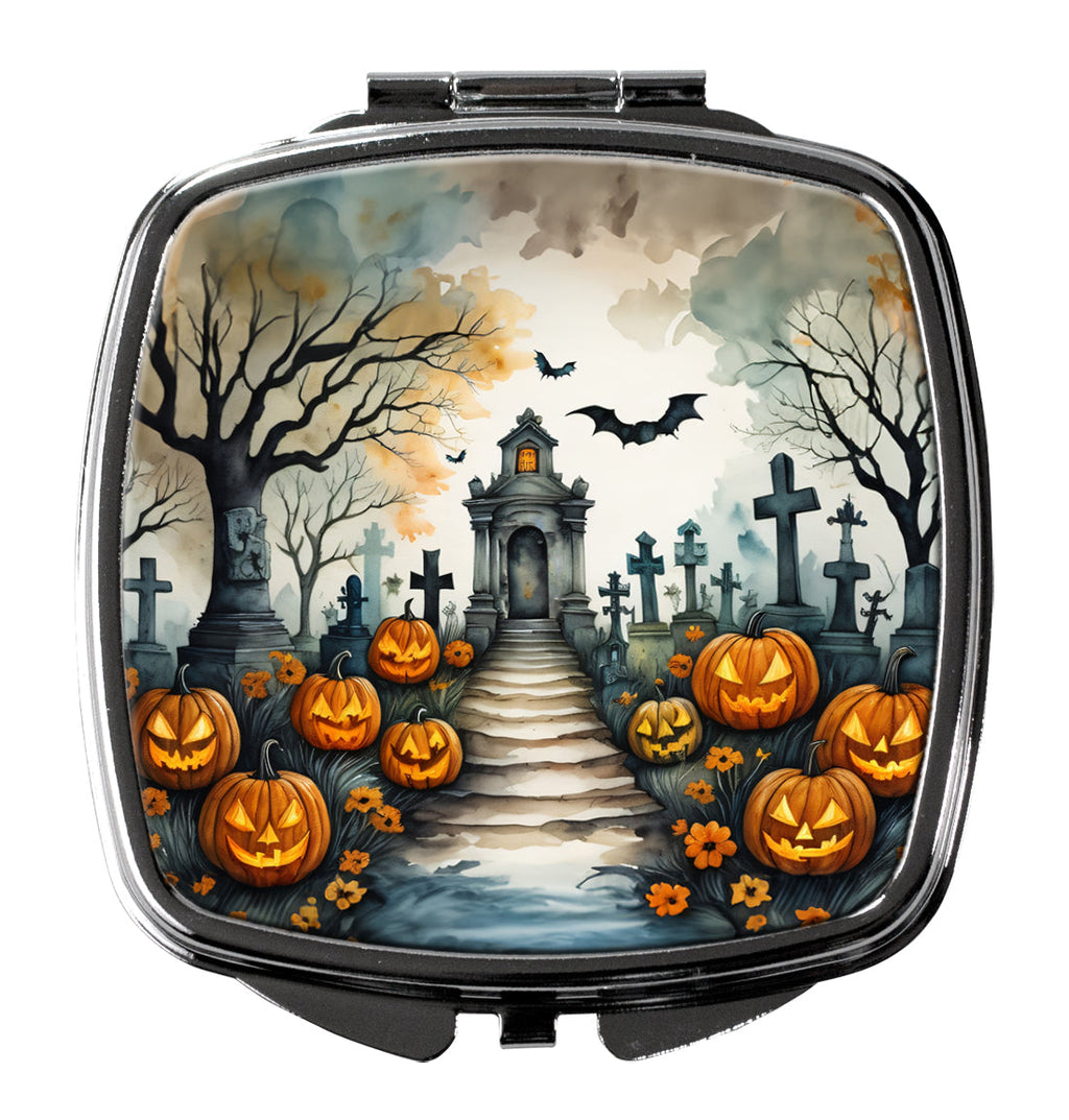 Marigold Spooky Halloween Compact Mirror Decorative Travel Makeup Mirror for Women Girls Gifts Pocket Makeup Mirror Folding Handheld