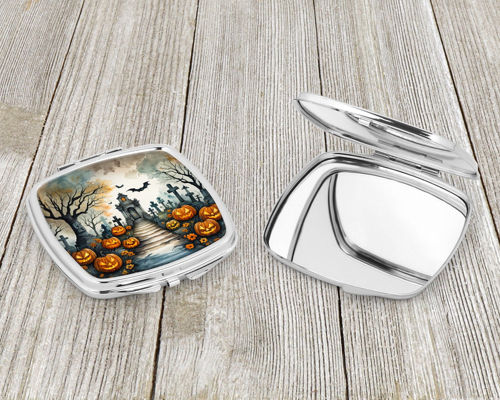 Marigold Spooky Halloween Compact Mirror Decorative Travel Makeup Mirror for Women Girls Gifts Pocket Makeup Mirror Folding Handheld