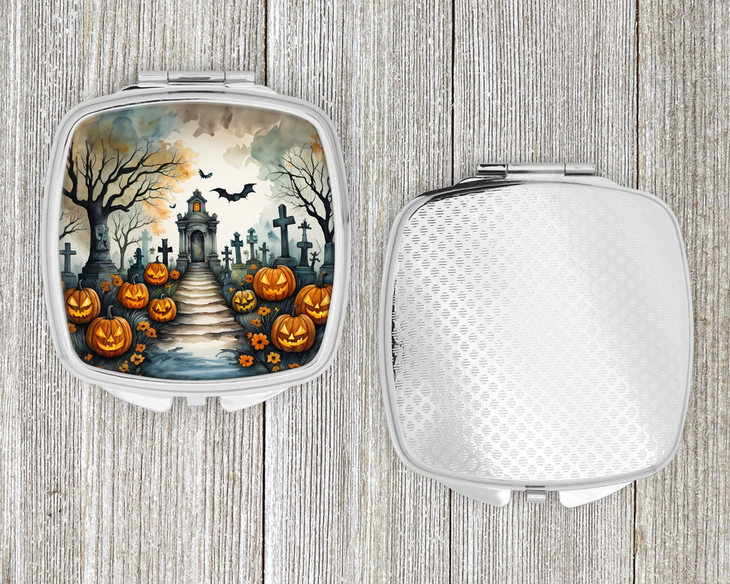 Marigold Spooky Halloween Compact Mirror Decorative Travel Makeup Mirror for Women Girls Gifts Pocket Makeup Mirror Folding Handheld