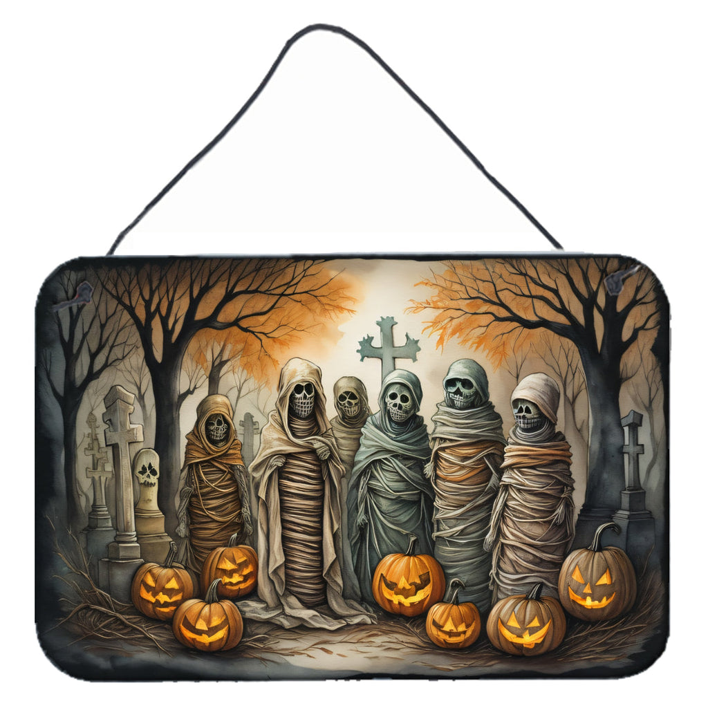 Mummies Spooky Halloween Wall or Door Hanging Prints Aluminum Metal Sign Kitchen Wall Bar Bathroom Plaque Home Decor, 8HX12W, Multicolor