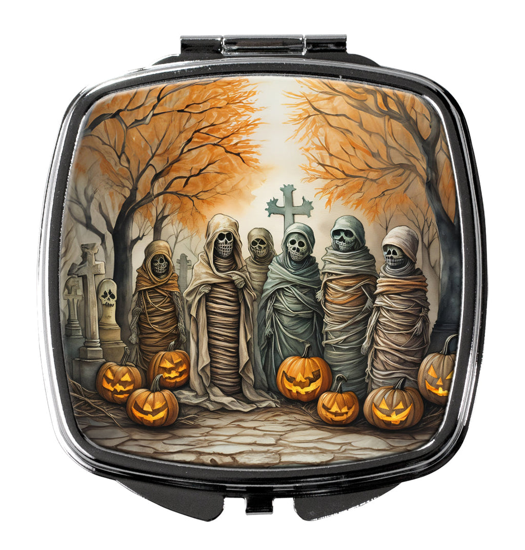 Mummies Spooky Halloween Compact Mirror Decorative Travel Makeup Mirror for Women Girls Gifts Pocket Makeup Mirror Folding Handheld