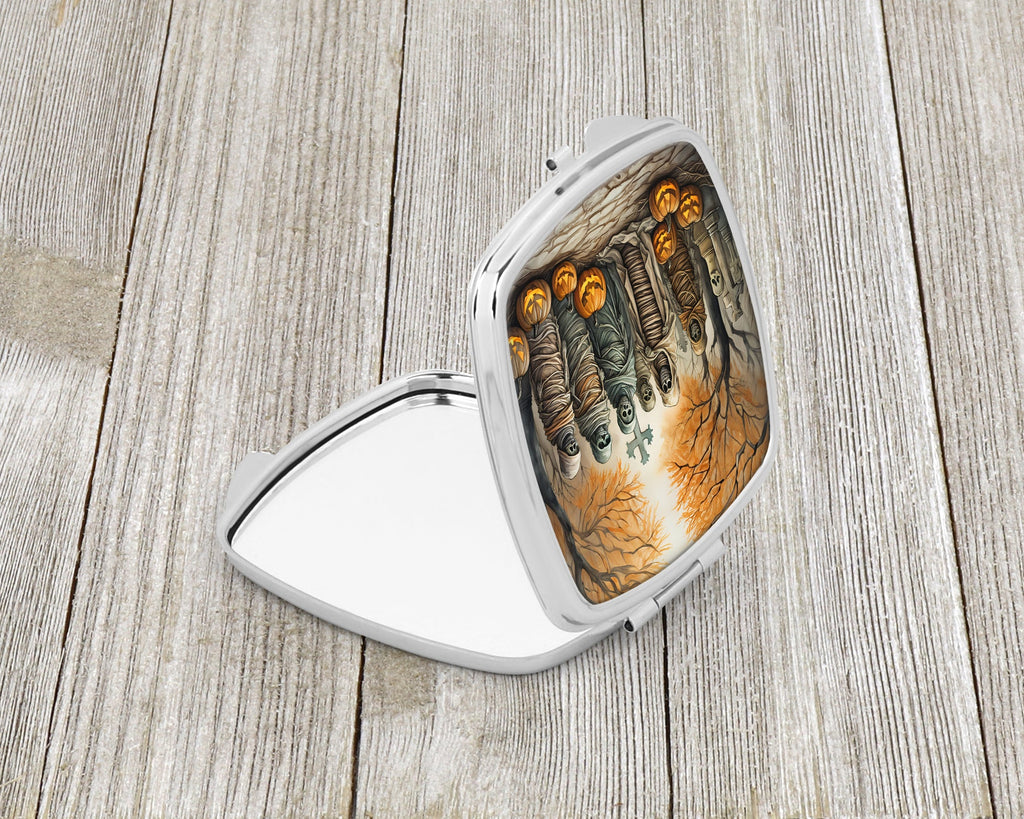 Mummies Spooky Halloween Compact Mirror Decorative Travel Makeup Mirror for Women Girls Gifts Pocket Makeup Mirror Folding Handheld