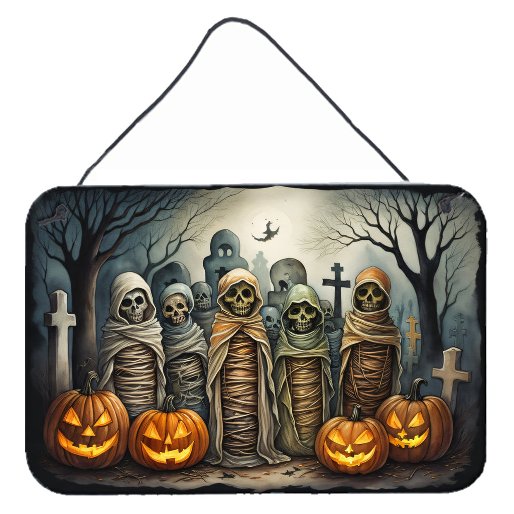 Mummies Spooky Halloween Wall or Door Hanging Prints Aluminum Metal Sign Kitchen Wall Bar Bathroom Plaque Home Decor, 8HX12W, Multicolor