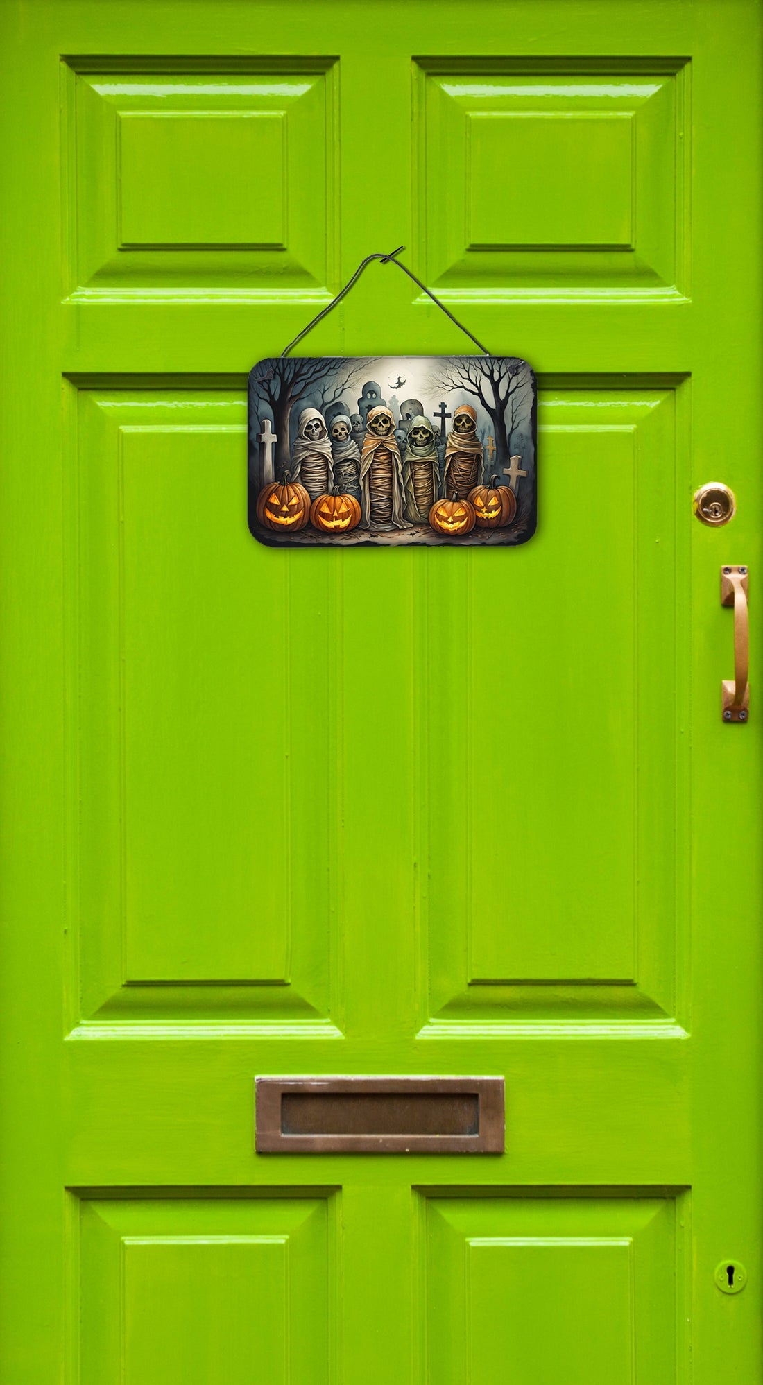 Mummies Spooky Halloween Wall or Door Hanging Prints Aluminum Metal Sign Kitchen Wall Bar Bathroom Plaque Home Decor, 8HX12W, Multicolor