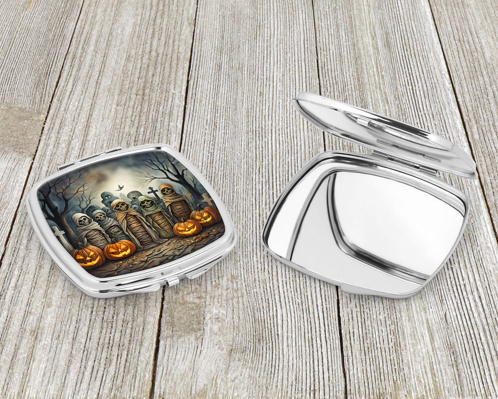Mummies Spooky Halloween Compact Mirror Decorative Travel Makeup Mirror for Women Girls Gifts Pocket Makeup Mirror Folding Handheld
