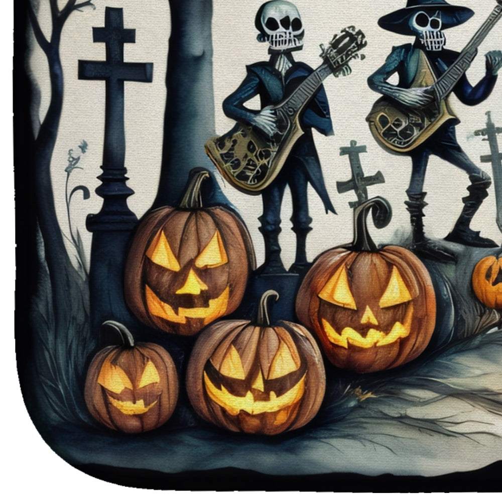 Mariachi Skeleton Band Spooky Halloween Dish Drying Mat Absorbent Dish Drying Mat Pad for Kitchen Counter Dish Drainer Mat for Countertop, 14 x 21", Multicolor