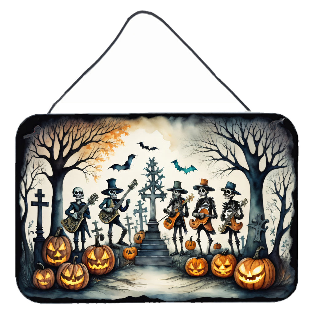 Mariachi Skeleton Band Spooky Halloween Wall or Door Hanging Prints Aluminum Metal Sign Kitchen Wall Bar Bathroom Plaque Home Decor, 8HX12W, Multicolor
