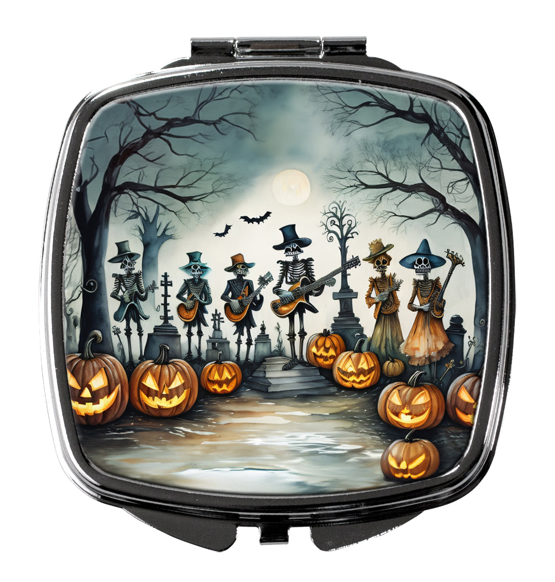 Mariachi Skeleton Band Spooky Halloween Compact Mirror Decorative Travel Makeup Mirror for Women Girls Gifts Pocket Makeup Mirror Folding Handheld