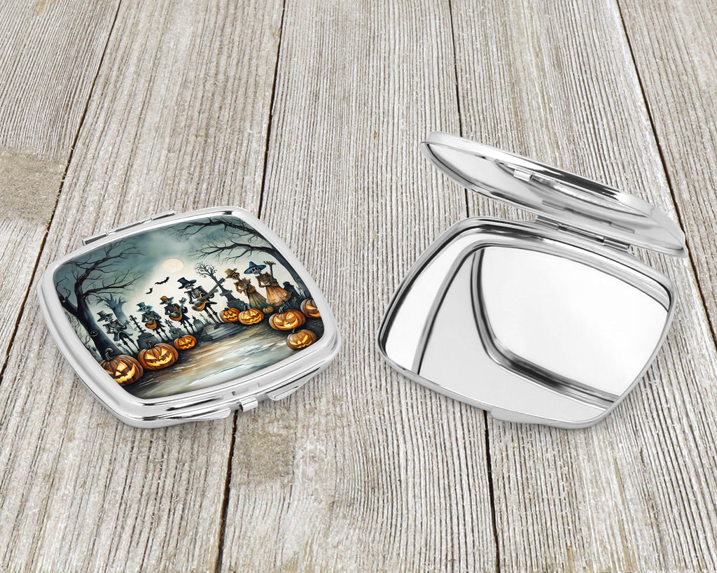 Mariachi Skeleton Band Spooky Halloween Compact Mirror Decorative Travel Makeup Mirror for Women Girls Gifts Pocket Makeup Mirror Folding Handheld