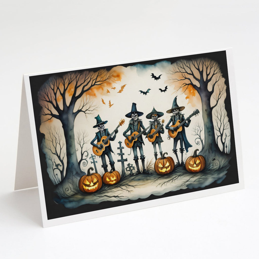 Mariachi Skeleton Band Spooky Halloween Greeting Cards Pack of 8 Blank Cards with Envelopes Whimsical A7 Size 5x7