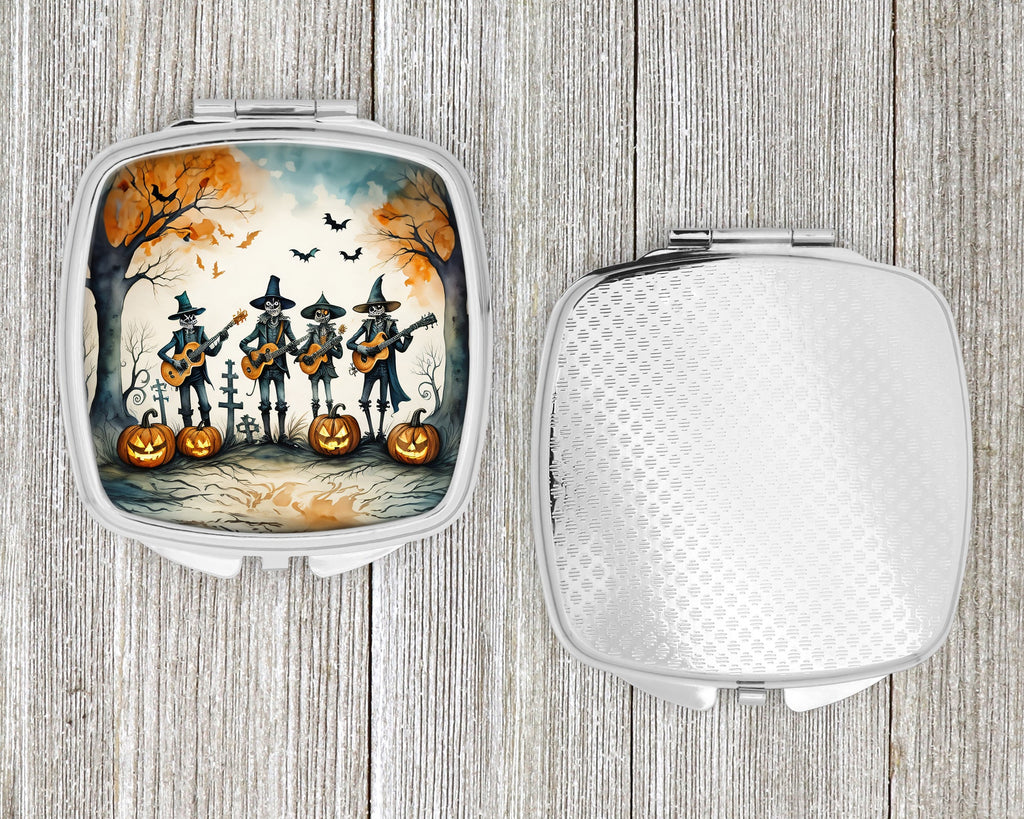 Mariachi Skeleton Band Spooky Halloween Compact Mirror Decorative Travel Makeup Mirror for Women Girls Gifts Pocket Makeup Mirror Folding Handheld