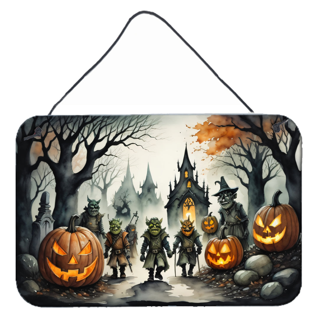 Orcs Spooky Halloween Wall or Door Hanging Prints Aluminum Metal Sign Kitchen Wall Bar Bathroom Plaque Home Decor, 8HX12W, Multicolor