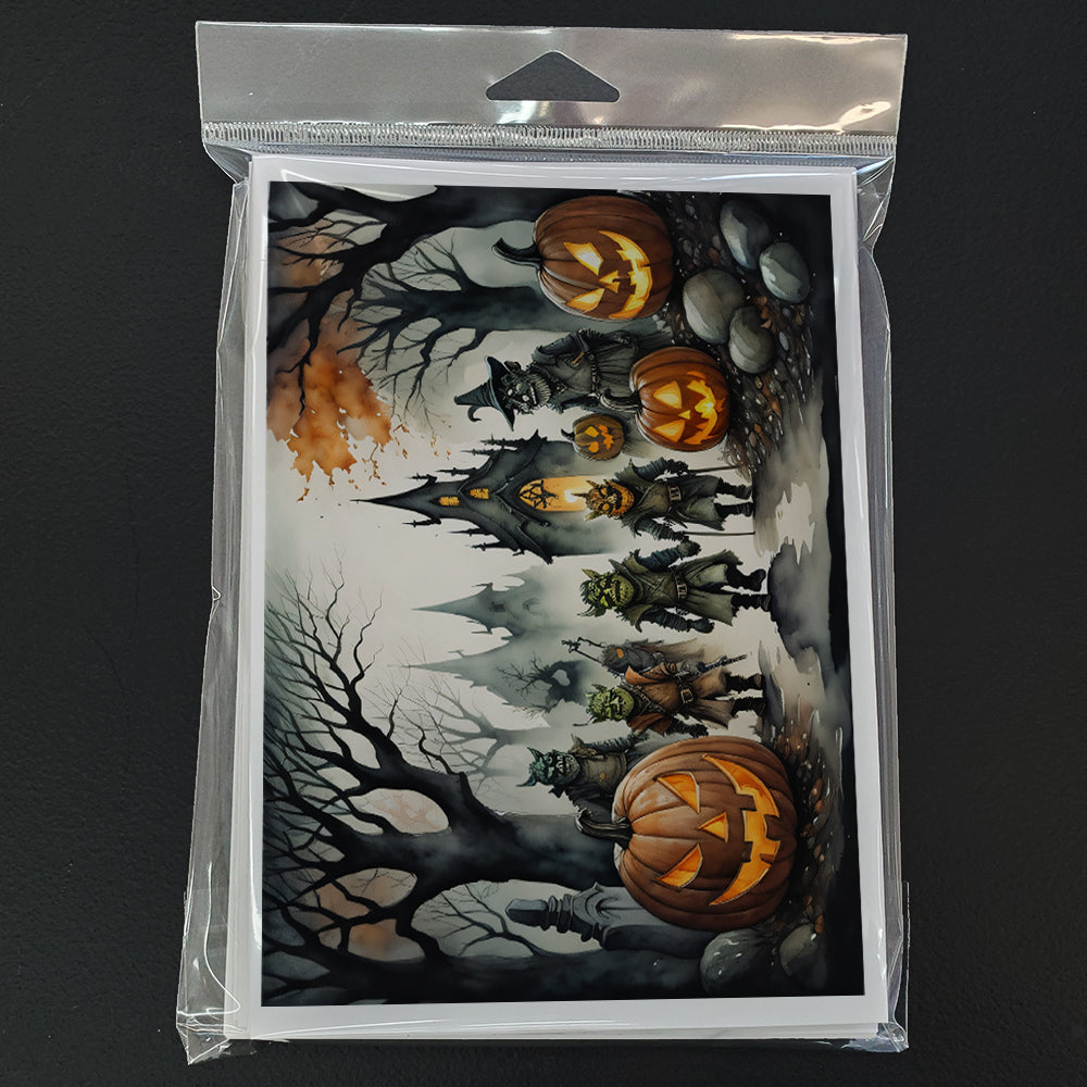 Orcs Spooky Halloween Greeting Cards Pack of 8 Blank Cards with Envelopes Whimsical A7 Size 5x7