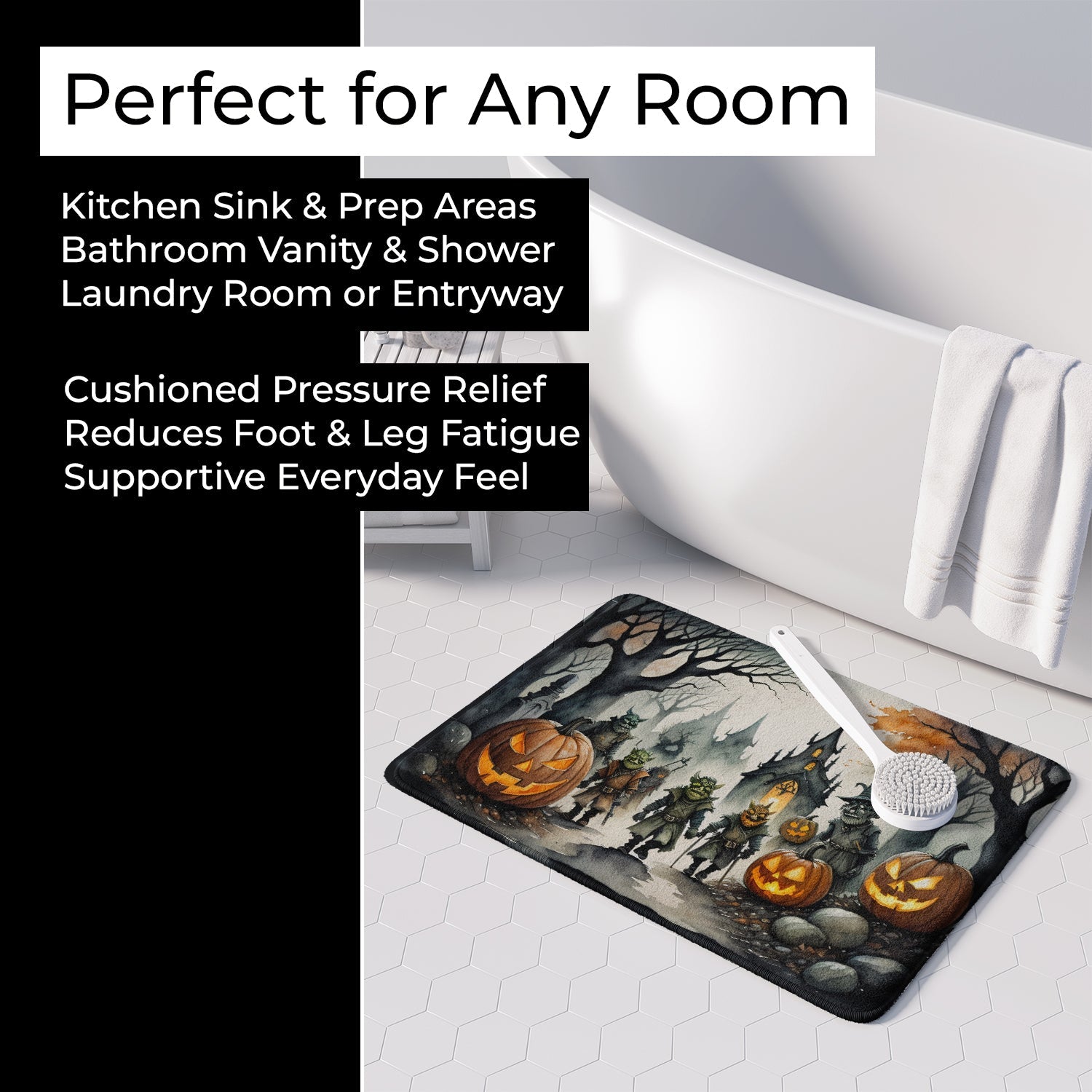 Orcs Spooky Halloween Memory Foam Kitchen Mat Machine Washable Anti-Fatigue Cushion Comfort Bath or Kitchen Rug