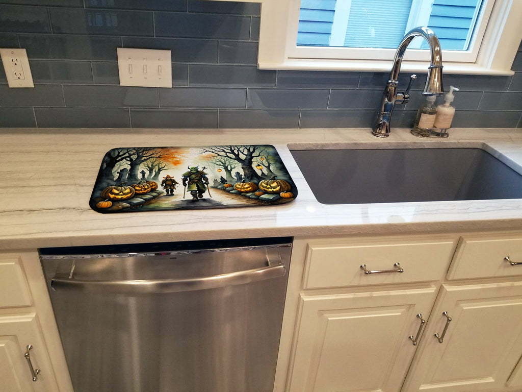 Orcs Spooky Halloween Dish Drying Mat Absorbent Dish Drying Mat Pad for Kitchen Counter Dish Drainer Mat for Countertop, 14 x 21", Multicolor