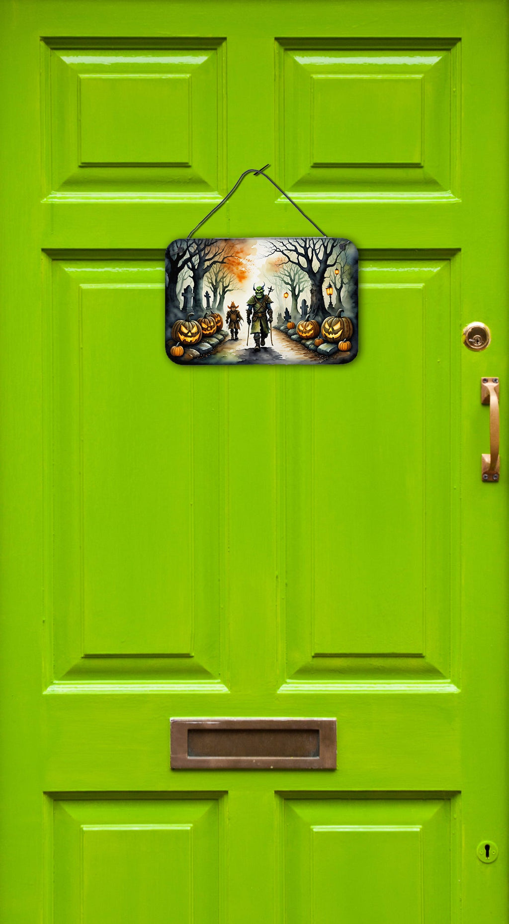 Orcs Spooky Halloween Wall or Door Hanging Prints Aluminum Metal Sign Kitchen Wall Bar Bathroom Plaque Home Decor, 8HX12W, Multicolor