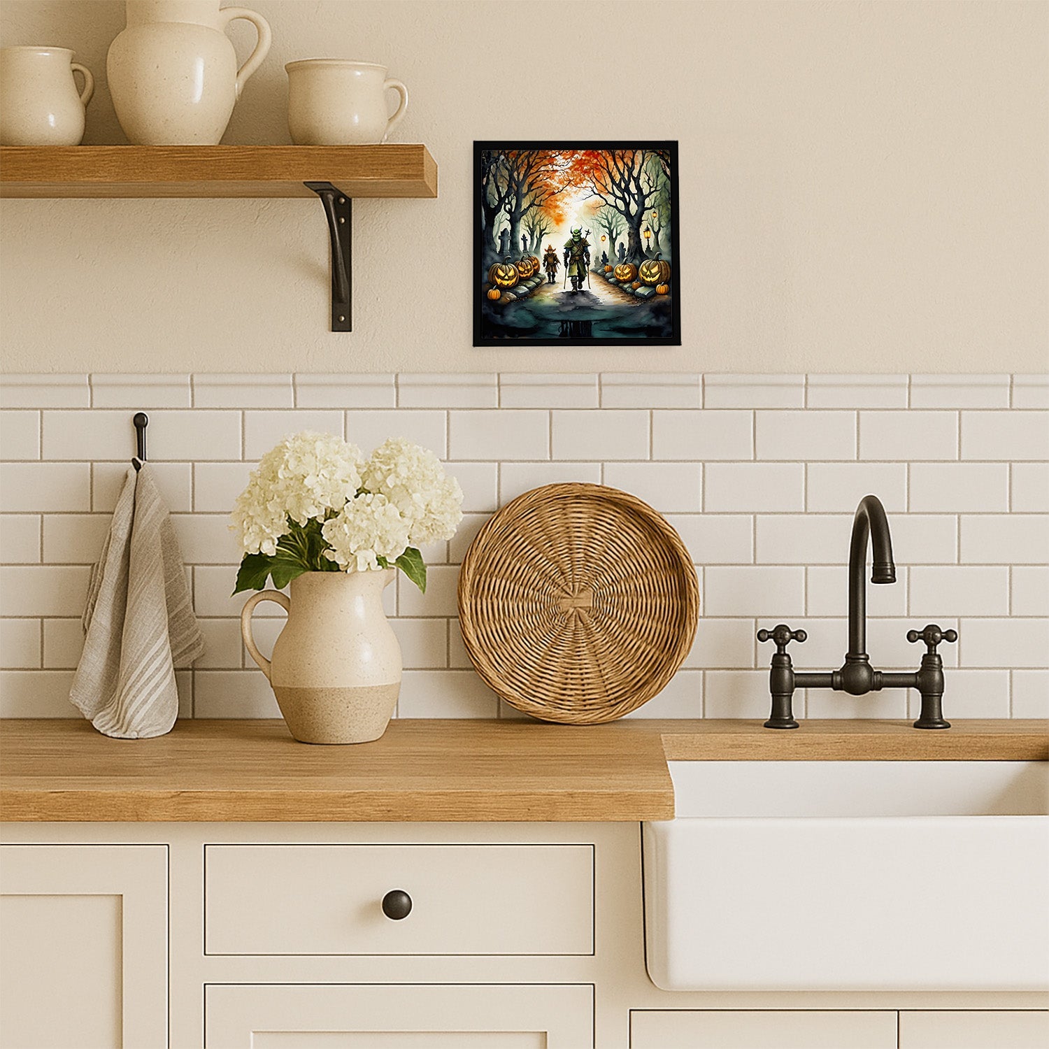 Orcs Spooky Halloween Framed Metal Print Bathroom, Kitchen, Office, Home Decor Wall Art Ready to Hang, Square, 8X8