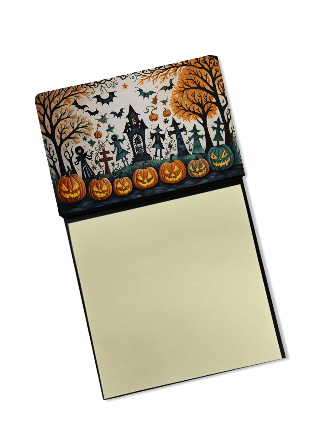 Papel Picado Skeletons Spooky Halloween Watercolor Sticky Note Holder Refillable Dispenser Desk Accessory 3x3 Pad Gift