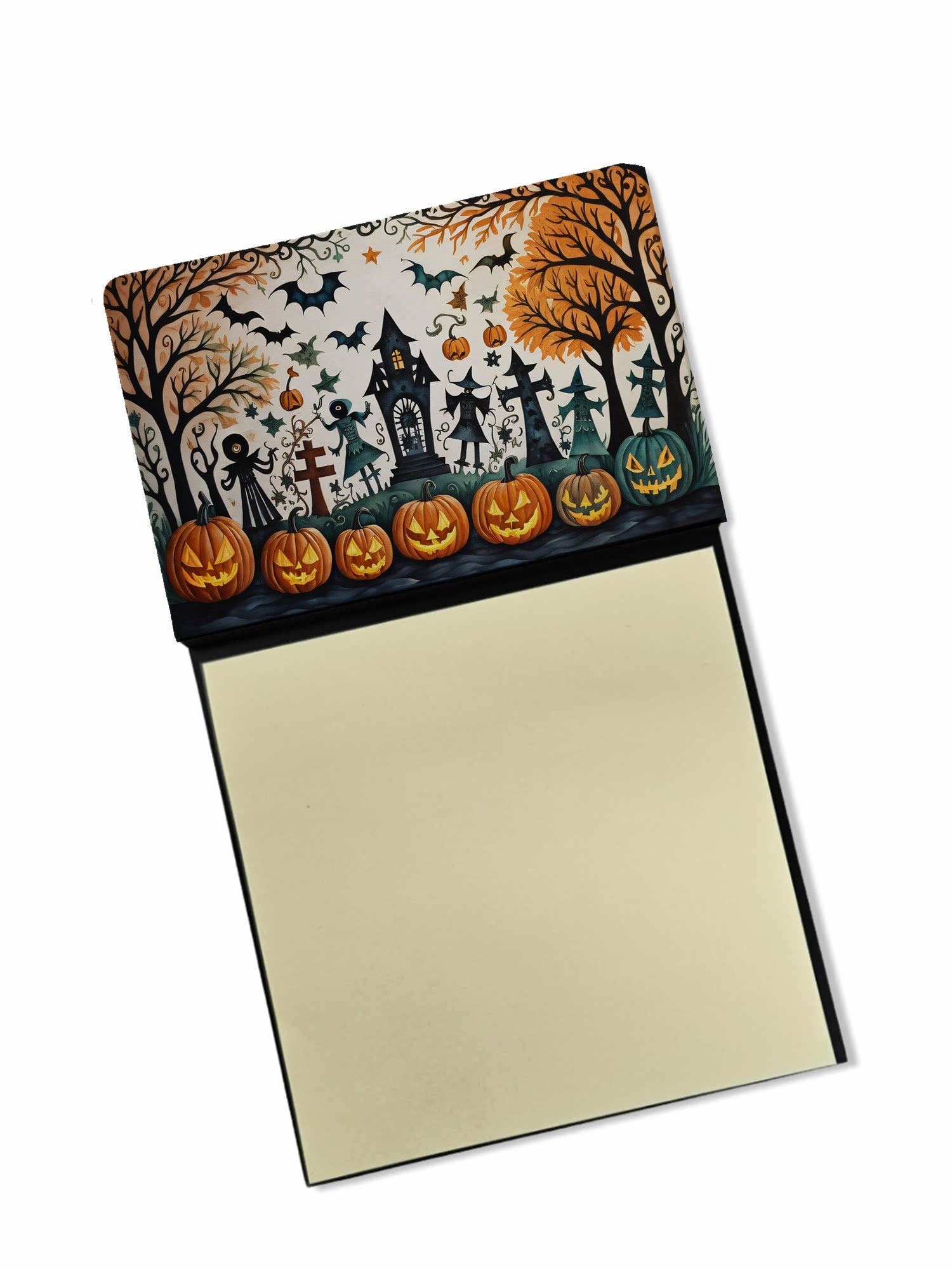 Papel Picado Skeletons Spooky Halloween Watercolor Sticky Note Holder Refillable Dispenser Desk Accessory 3x3 Pad Gift