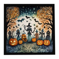 Papel Picado Skeletons Spooky Halloween Framed Metal Print Bathroom, Kitchen, Office, Home Decor Wall Art Ready to Hang, Square, 8X8