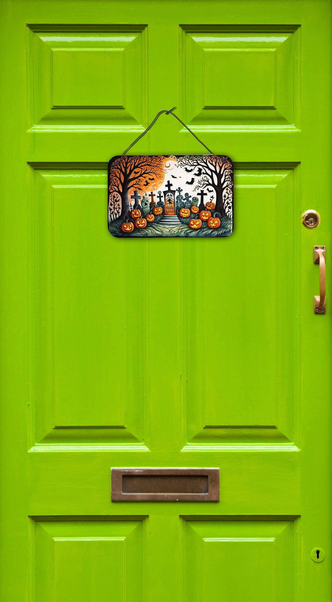 Papel Picado Skeletons Spooky Halloween Wall or Door Hanging Prints Aluminum Metal Sign Kitchen Wall Bar Bathroom Plaque Home Decor, 8HX12W, Multicolor