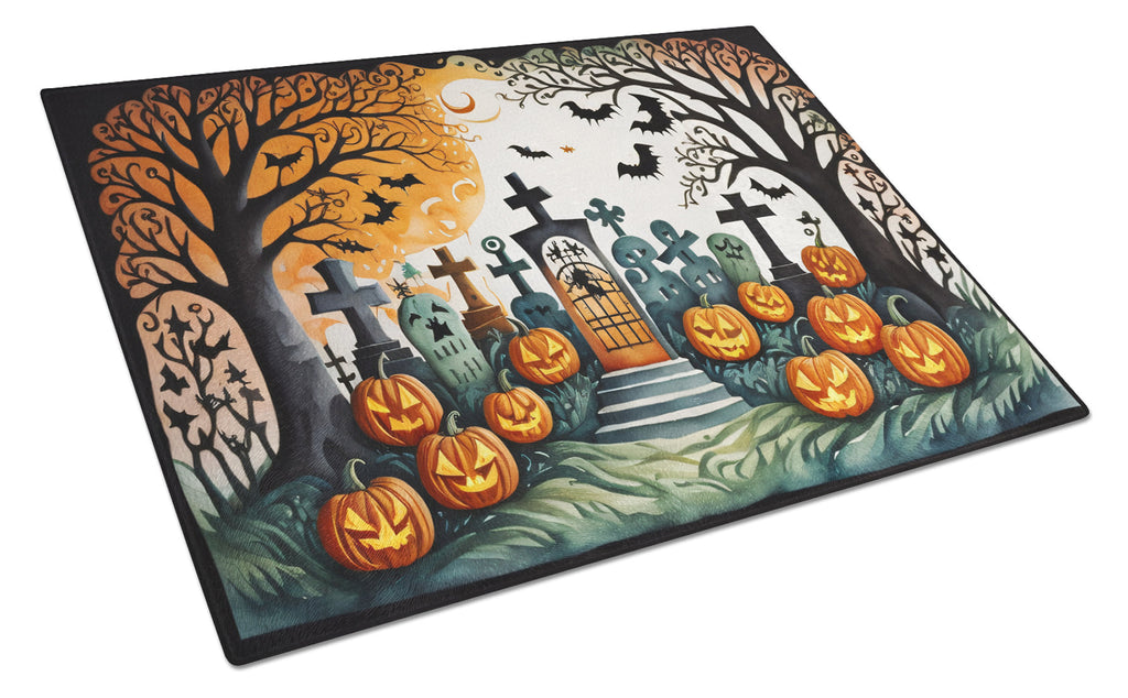 Papel Picado Skeletons Spooky Halloween Cutting Board Tempered Glass Kitchen Cutting Surface, Heat Resistant Chopping, Non-Slip Feet, Food Prep & Serving