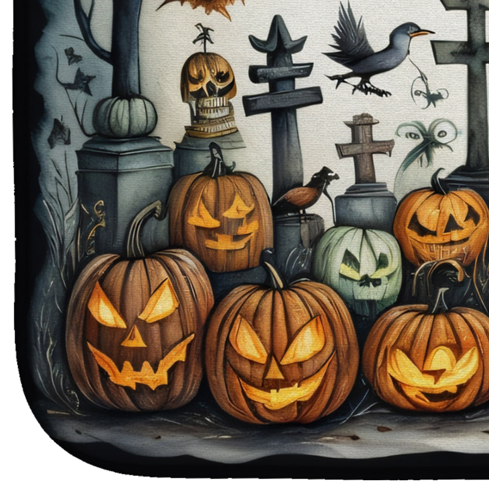 Pet Cemetery Spooky Halloween Dish Drying Mat Absorbent Dish Drying Mat Pad for Kitchen Counter Dish Drainer Mat for Countertop, 14 x 21", Multicolor