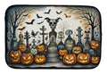 Pet Cemetery Spooky Halloween Dish Drying Mat Absorbent Dish Drying Mat Pad for Kitchen Counter Dish Drainer Mat for Countertop, 14 x 21", Multicolor
