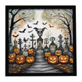 Pet Cemetery Spooky Halloween Framed Metal Print Bathroom, Kitchen, Office, Home Decor Wall Art Ready to Hang, Square, 8X8