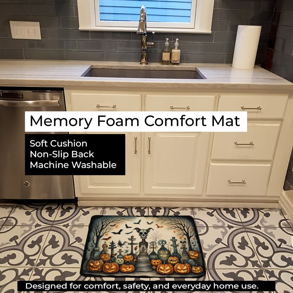 Pet Cemetery Spooky Halloween Memory Foam Kitchen Mat Machine Washable Anti-Fatigue Cushion Comfort Bath or Kitchen Rug
