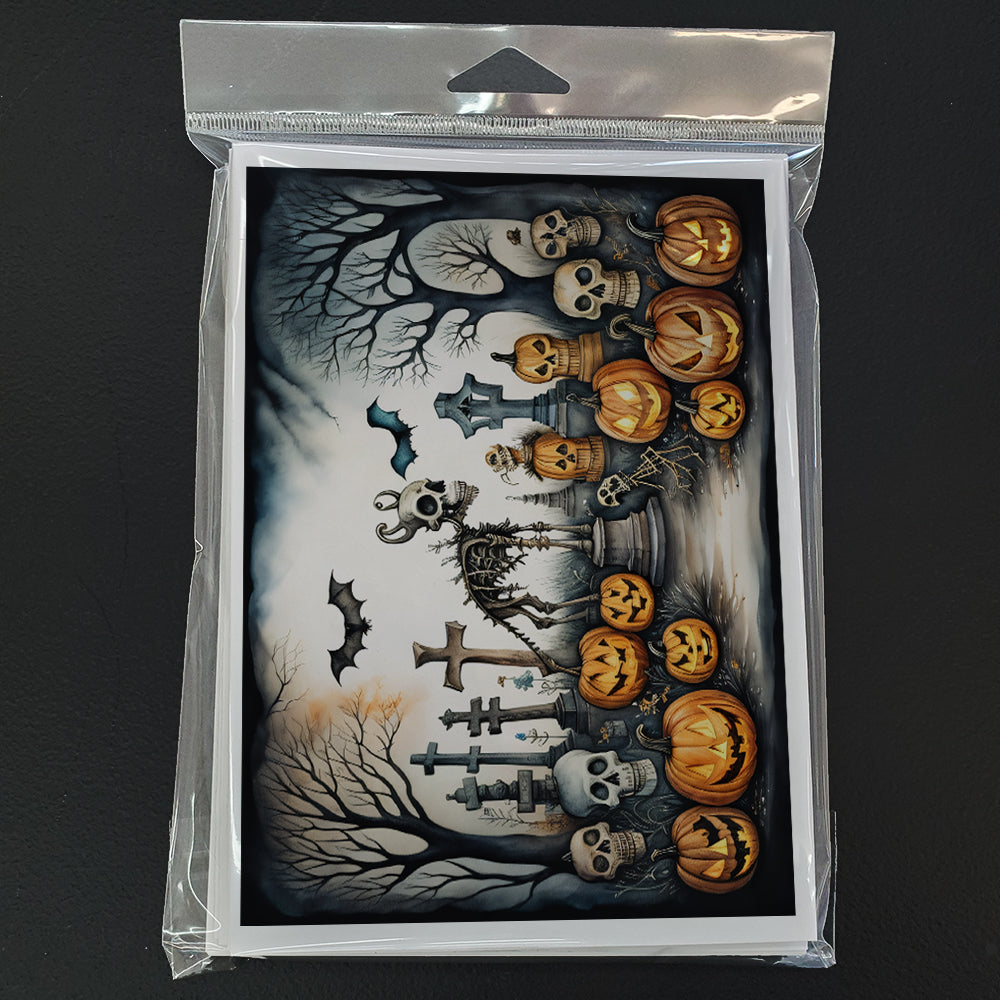 Pet Cemetery Spooky Halloween Greeting Cards Pack of 8 Blank Cards with Envelopes Whimsical A7 Size 5x7