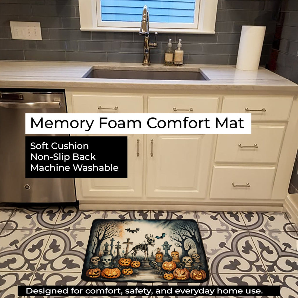 Pet Cemetery Spooky Halloween Memory Foam Kitchen Mat Machine Washable Anti-Fatigue Cushion Comfort Bath or Kitchen Rug