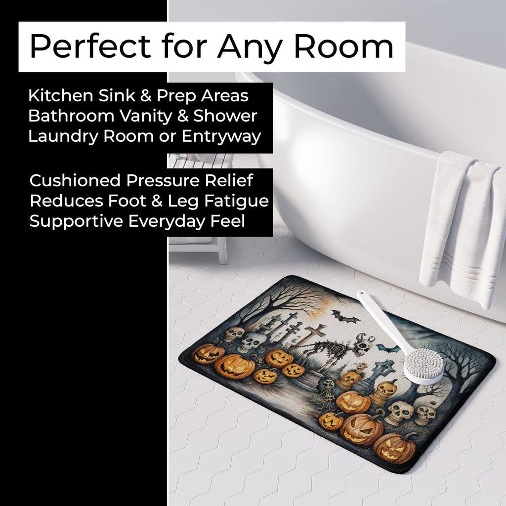 Pet Cemetery Spooky Halloween Memory Foam Kitchen Mat Machine Washable Anti-Fatigue Cushion Comfort Bath or Kitchen Rug