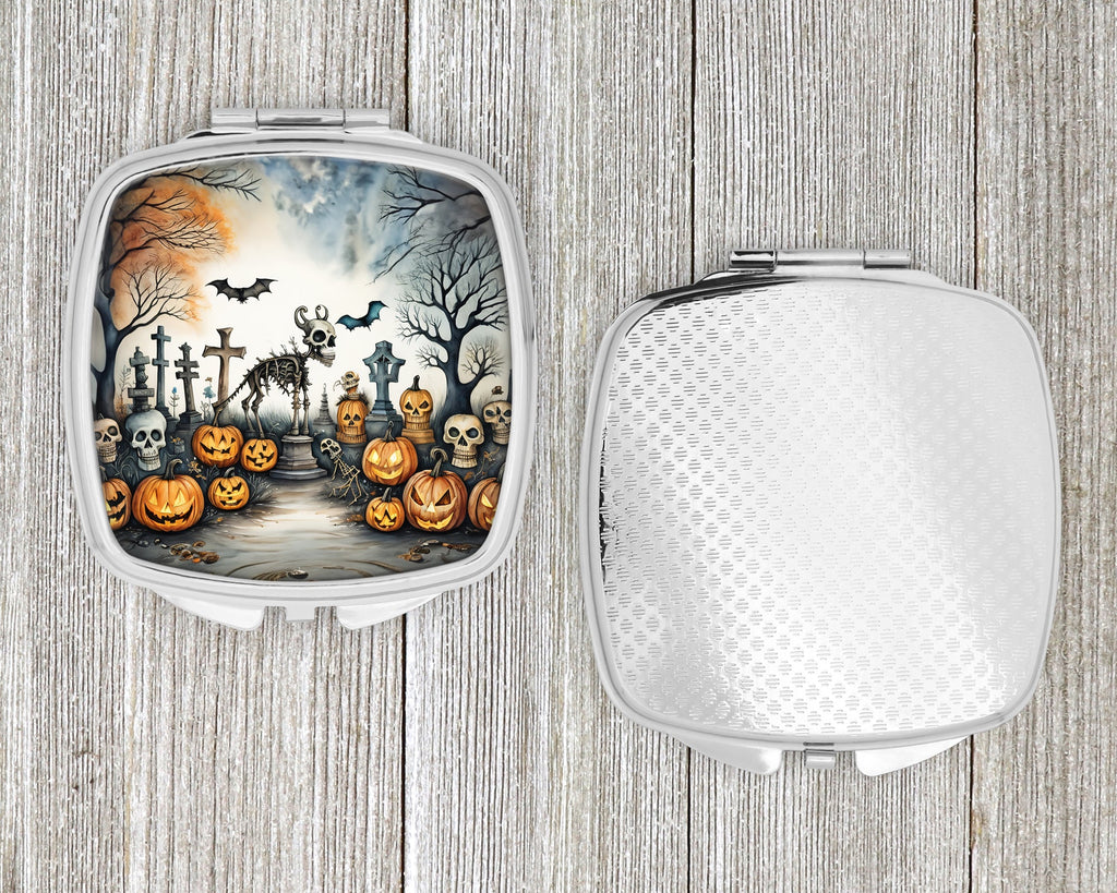 Pet Cemetery Spooky Halloween Compact Mirror Decorative Travel Makeup Mirror for Women Girls Gifts Pocket Makeup Mirror Folding Handheld