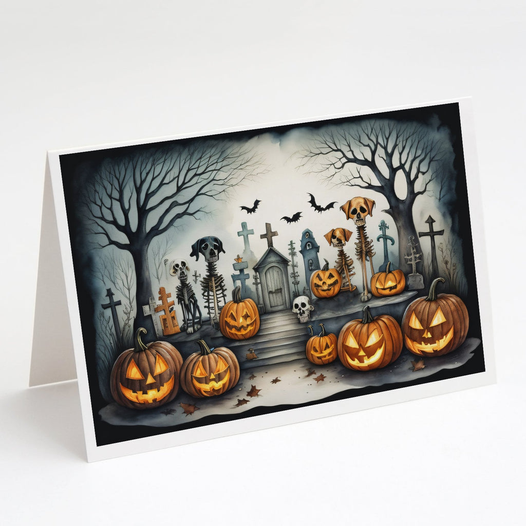 Pet Cemetery Spooky Halloween Greeting Cards Pack of 8 Blank Cards with Envelopes Whimsical A7 Size 5x7
