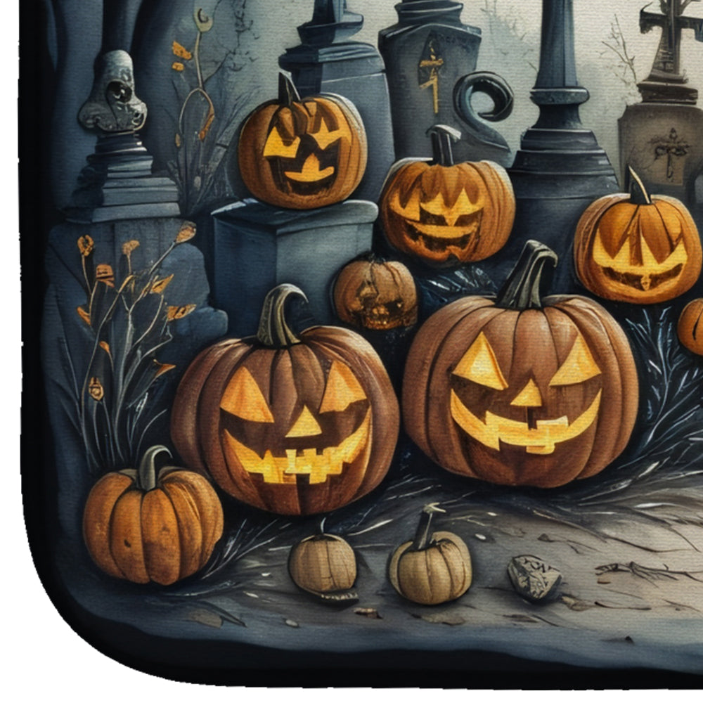 Cat Cemetery Spooky Halloween Dish Drying Mat Absorbent Dish Drying Mat Pad for Kitchen Counter Dish Drainer Mat for Countertop, 14 x 21", Multicolor
