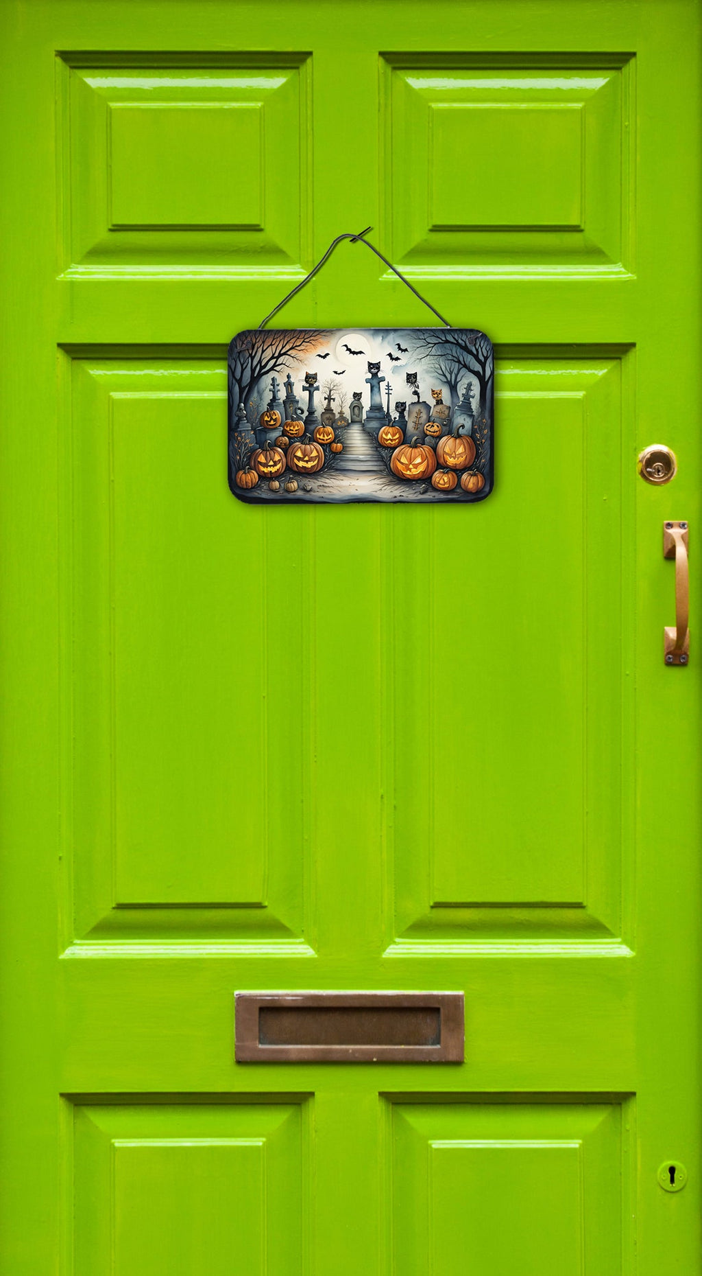 Cat Cemetery Spooky Halloween Wall or Door Hanging Prints Aluminum Metal Sign Kitchen Wall Bar Bathroom Plaque Home Decor, 8HX12W, Multicolor
