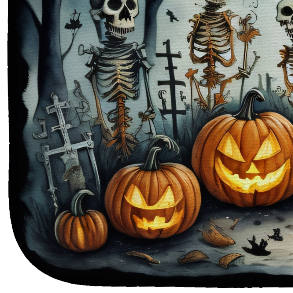 Skeleton Spooky Halloween Dish Drying Mat Absorbent Dish Drying Mat Pad for Kitchen Counter Dish Drainer Mat for Countertop, 14 x 21", Multicolor