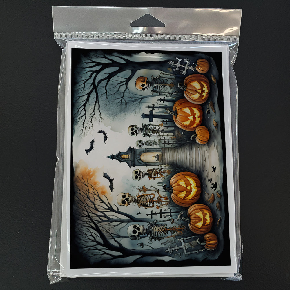 Skeleton Spooky Halloween Greeting Cards Pack of 8 Blank Cards with Envelopes Whimsical A7 Size 5x7