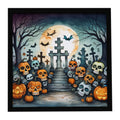 Calaveras Sugar Skulls Spooky Halloween Framed Metal Print Bathroom, Kitchen, Office, Home Decor Wall Art Ready to Hang, Square, 8X8