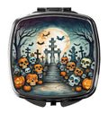 Calaveras Sugar Skulls Spooky Halloween Compact Mirror Decorative Travel Makeup Mirror for Women Girls Gifts Pocket Makeup Mirror Folding Handheld