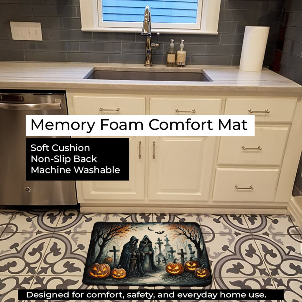 The Grim Reaper Spooky Halloween Memory Foam Kitchen Mat Machine Washable Anti-Fatigue Cushion Comfort Bath or Kitchen Rug
