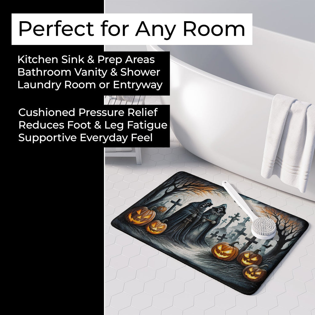 The Grim Reaper Spooky Halloween Memory Foam Kitchen Mat Machine Washable Anti-Fatigue Cushion Comfort Bath or Kitchen Rug