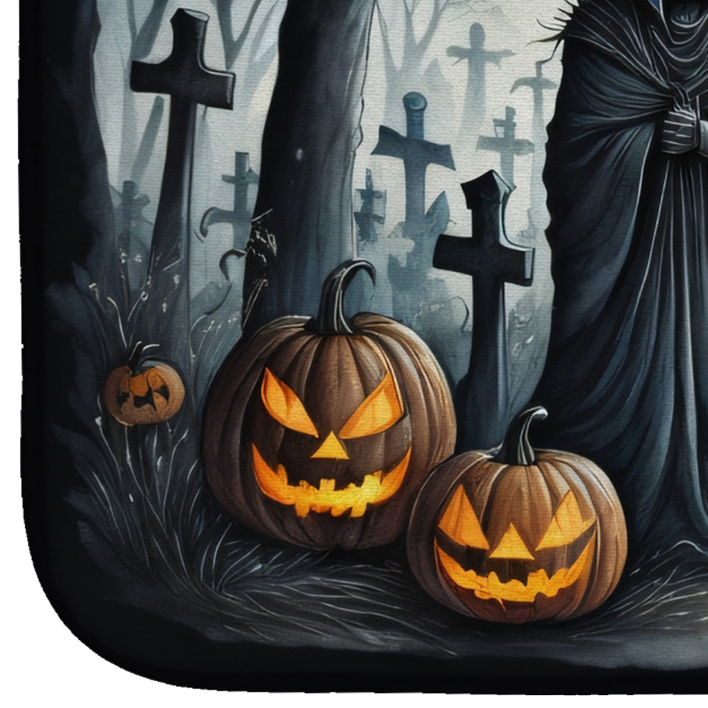 The Grim Reaper Spooky Halloween Dish Drying Mat Absorbent Dish Drying Mat Pad for Kitchen Counter Dish Drainer Mat for Countertop, 14 x 21", Multicolor