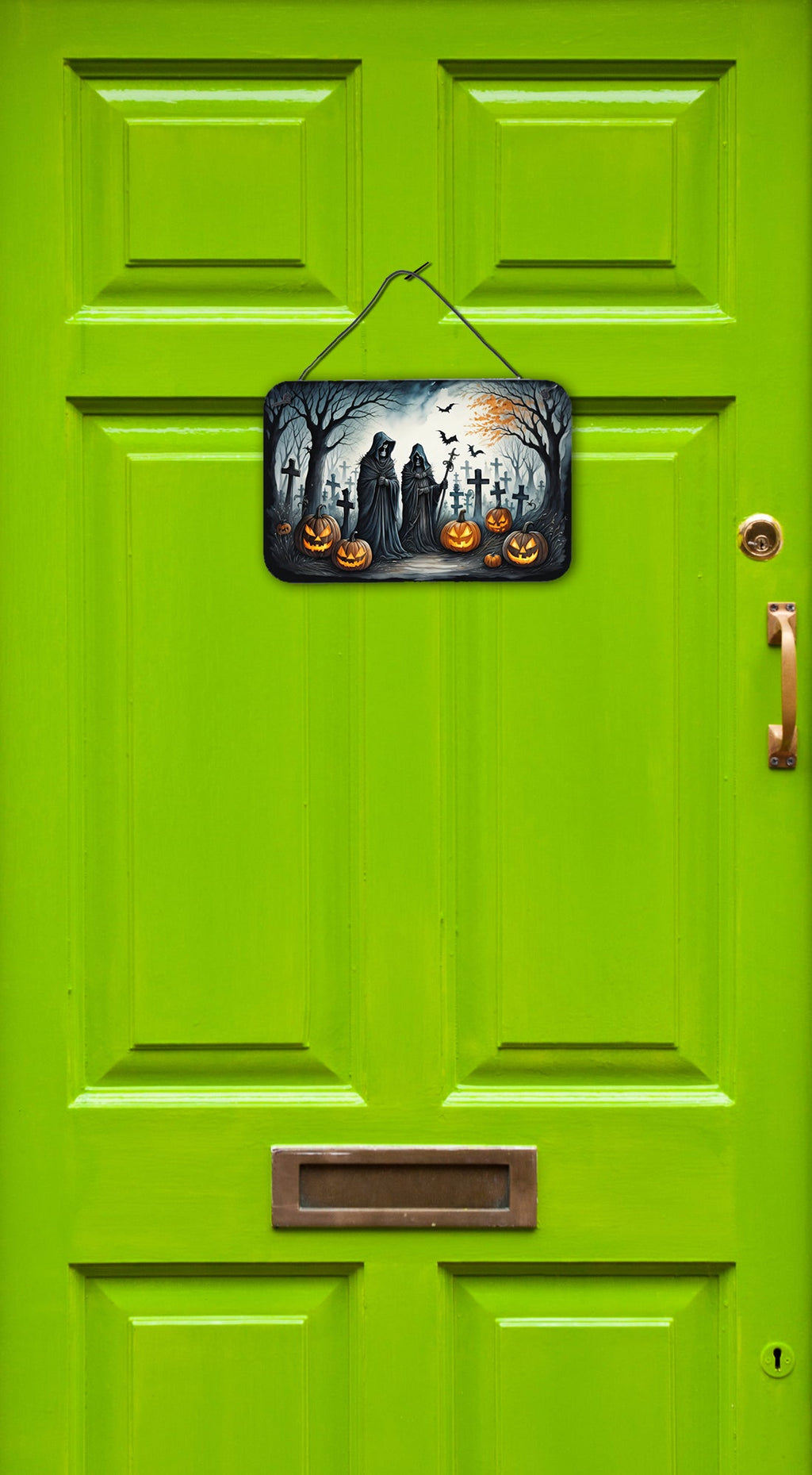 The Grim Reaper Spooky Halloween Wall or Door Hanging Prints Aluminum Metal Sign Kitchen Wall Bar Bathroom Plaque Home Decor, 8HX12W, Multicolor