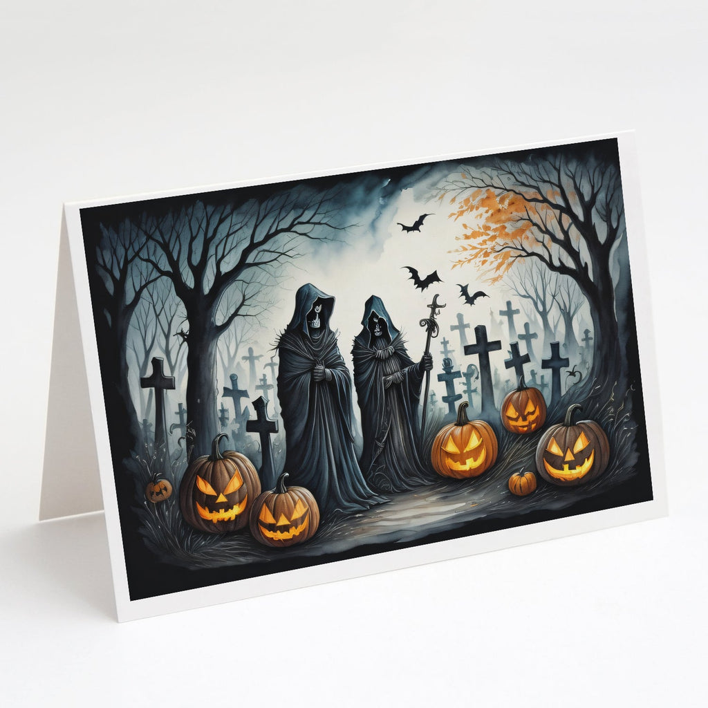The Grim Reaper Spooky Halloween Greeting Cards Pack of 8 Blank Cards with Envelopes Whimsical A7 Size 5x7